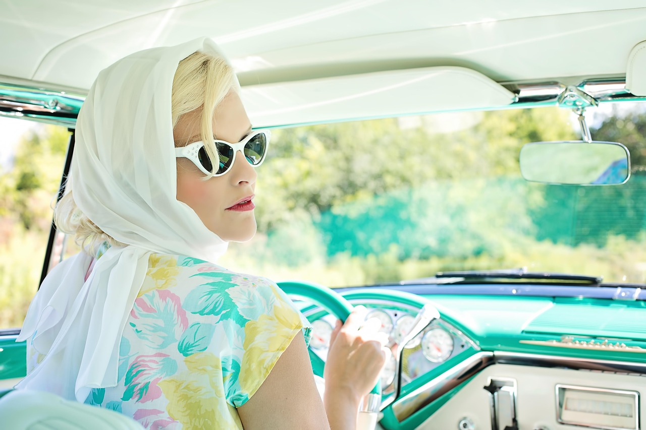 vintage 1950s, pretty woman, vintage car, 1955 montclair, vintage