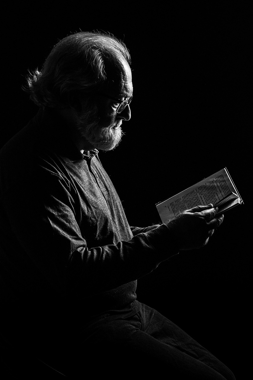 man, reading, education, portrait, beard